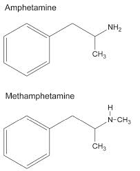 Химическая формула амфетамина и метамфетамина.